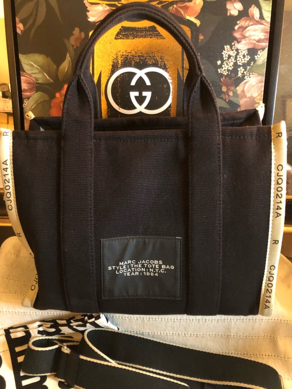 Marc Jacobs Black Canvas 'The Tote Bag' with Removable Strap - Picture 5 of 12